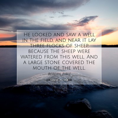 Picture 07 - Genesis 29:2 BSB - He looked and saw a well in the field, and near - Bible Verse Picture