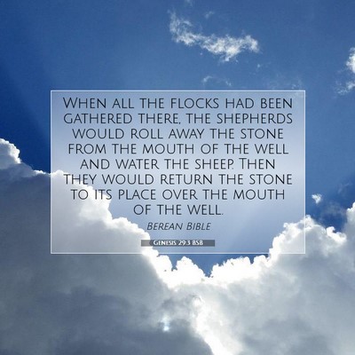Picture 07 - Genesis 29:3 BSB - When all the flocks had been gathered there, the - Bible Verse Picture