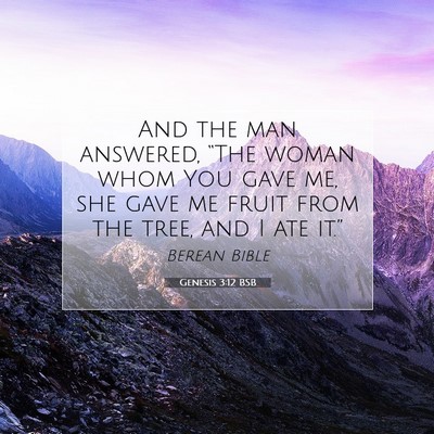 Picture 07 - Genesis 3:12 BSB - And the man answered, “The woman whom You gave - Bible Verse Picture
