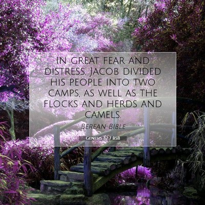 Picture 07 - Genesis 32:7 BSB - In great fear and distress, Jacob divided his - Bible Verse Picture