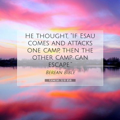 Picture 07 - Genesis 32:8 BSB - He thought, “If Esau comes and attacks one - Bible Verse Picture