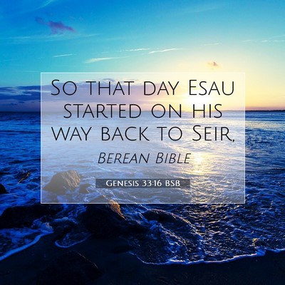Picture 07 - Genesis 33:16 BSB - So that day Esau started on his way back to - Bible Verse Picture