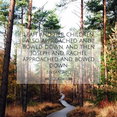 Picture 07 - Genesis 33:7 BSB - Leah and her children also approached and bowed - Bible Verse Picture