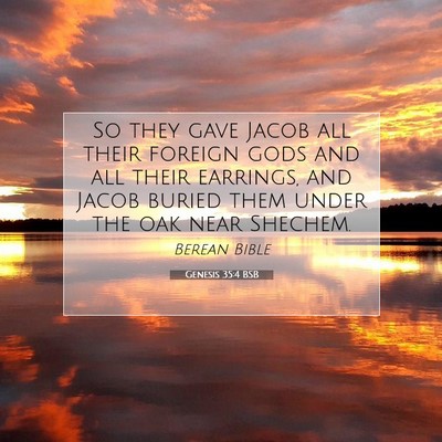 Picture 07 - Genesis 35:4 BSB - So they gave Jacob all their foreign gods and all - Bible Verse Picture