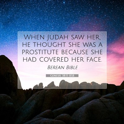Picture 07 - Genesis 38:15 BSB - When Judah saw her, he thought she was a - Bible Verse Picture