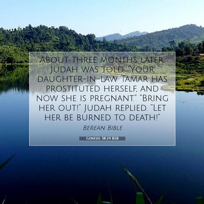 Picture 07 - Genesis 38:24 BSB - About three months later, Judah was told, “Your - Bible Verse Picture