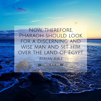 Picture 07 - Genesis 41:33 BSB - Now, therefore, Pharaoh should look for a - Bible Verse Picture