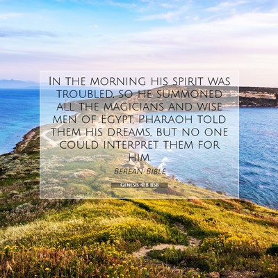 Picture 07 - Genesis 41:8 BSB - In the morning his spirit was troubled, so he - Bible Verse Picture