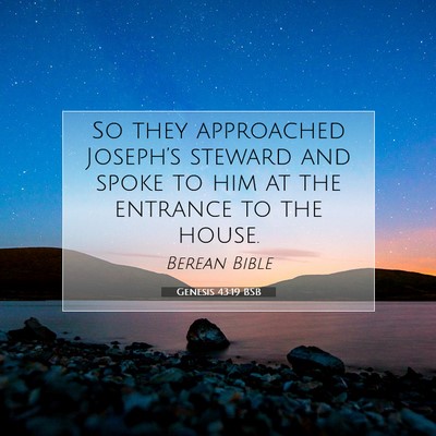Picture 07 - Genesis 43:19 BSB - So they approached Joseph’s steward and spoke - Bible Verse Picture