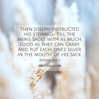 Picture 07 - Genesis 44:1 BSB - Then Joseph instructed his steward: “Fill the - Bible Verse Picture