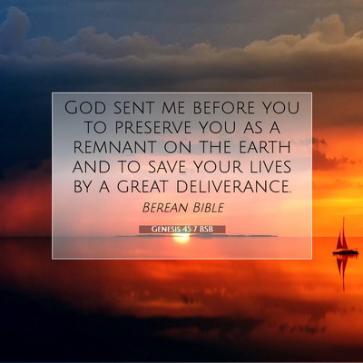 Picture 07 - Genesis 45:7 BSB - God sent me before you to preserve you as a - Bible Verse Picture