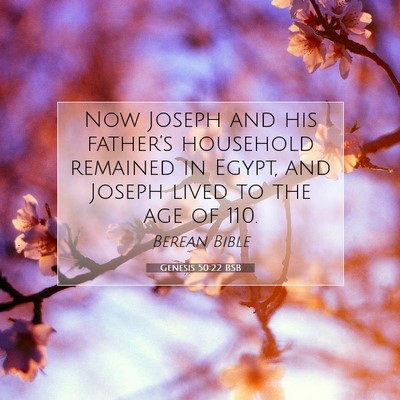 Picture 07 - Genesis 50:22 BSB - Now Joseph and his father’s household remained - Bible Verse Picture