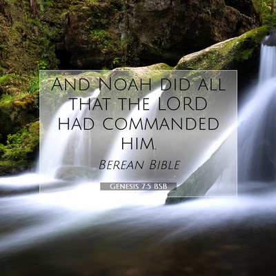 Picture 07 - Genesis 7:5 BSB - And Noah did all that the LORD had commanded - Bible Verse Picture