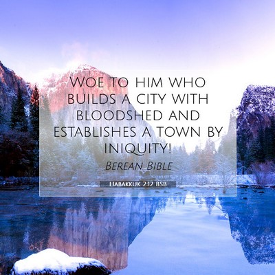 Picture 07 - Habakkuk 2:12 BSB - Woe to him who builds a city with bloodshed and - Bible Verse Picture