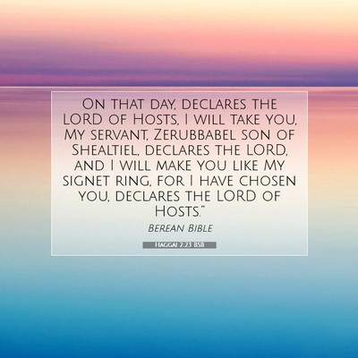 Picture 07 - Haggai 2:23 BSB - On that day, declares the LORD of Hosts, I will - Bible Verse Picture