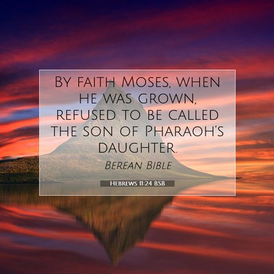 Picture 07 - Hebrews 11:24 BSB - By faith Moses, when he was grown, refused to be - Bible Verse Picture
