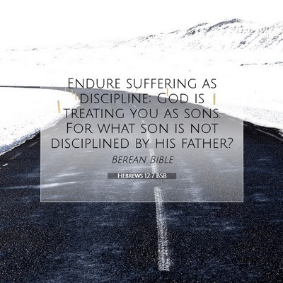 Picture 07 - Hebrews 12:7 BSB - Endure suffering as discipline; God is treating - Bible Verse Picture