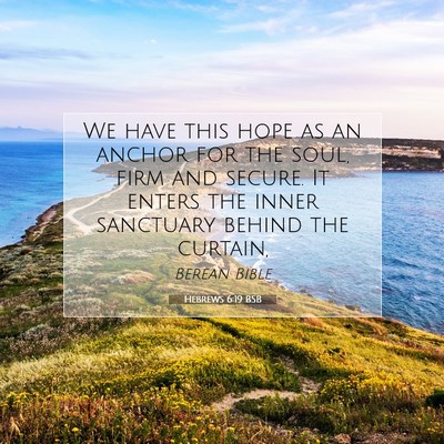 Picture 07 - Hebrews 6:19 BSB - We have this hope as an anchor for the soul, firm - Bible Verse Picture