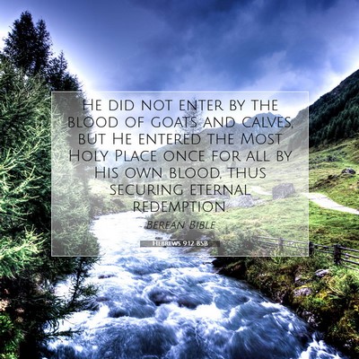 Picture 07 - Hebrews 9:12 BSB - He did not enter by the blood of goats and - Bible Verse Picture