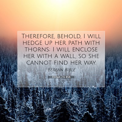 Picture 07 - Hosea 2:6 BSB - Therefore, behold, I will hedge up her path with - Bible Verse Picture