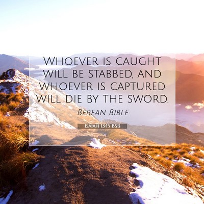 Picture 07 - Isaiah 13:15 BSB - Whoever is caught will be stabbed, and whoever is - Bible Verse Picture