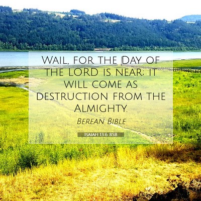 Picture 07 - Isaiah 13:6 BSB - Wail, for the Day of the LORD is near; it will - Bible Verse Picture
