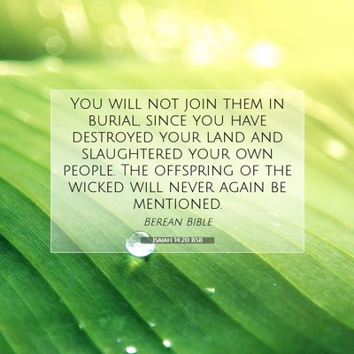 Picture 07 - Isaiah 14:20 BSB - You will not join them in burial, since you have - Bible Verse Picture