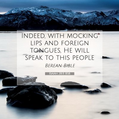 Picture 07 - Isaiah 28:11 BSB - Indeed, with mocking lips and foreign tongues, He - Bible Verse Picture