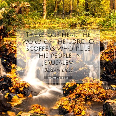 Picture 07 - Isaiah 28:14 BSB - Therefore hear the word of the LORD, O scoffers - Bible Verse Picture