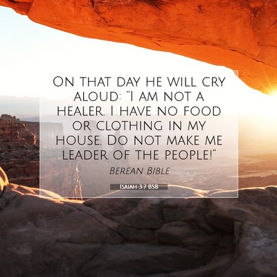 Picture 07 - Isaiah 3:7 BSB - On that day he will cry aloud: “I am not a - Bible Verse Picture