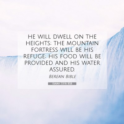 Picture 07 - Isaiah 33:16 BSB - he will dwell on the heights; the mountain - Bible Verse Picture