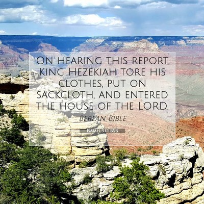 Picture 07 - Isaiah 37:1 BSB - On hearing this report, King Hezekiah tore his - Bible Verse Picture