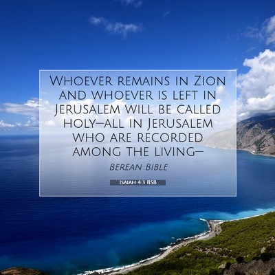 Picture 07 - Isaiah 4:3 BSB - Whoever remains in Zion and whoever is left in - Bible Verse Picture
