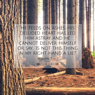Picture 07 - Isaiah 44:20 BSB - He feeds on ashes. His deluded heart has led him - Bible Verse Picture
