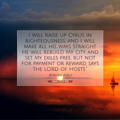 Picture 07 - Isaiah 45:13 BSB - I will raise up Cyrus in righteousness, and I - Bible Verse Picture