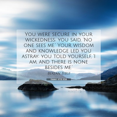 Picture 07 - Isaiah 47:10 BSB - You were secure in your wickedness; you said, - Bible Verse Picture