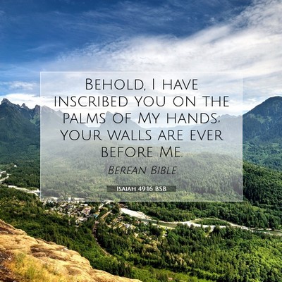 Picture 07 - Isaiah 49:16 BSB - Behold, I have inscribed you on the palms of My - Bible Verse Picture
