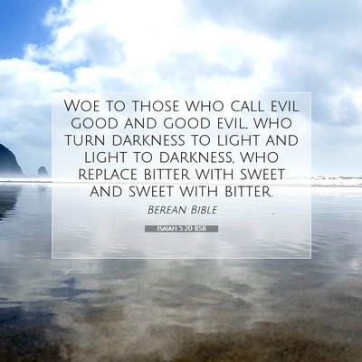 Picture 07 - Isaiah 5:20 BSB - Woe to those who call evil good and good evil, - Bible Verse Picture