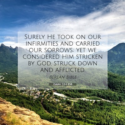 Picture 07 - Isaiah 53:4 BSB - Surely He took on our infirmities and carried our - Bible Verse Picture