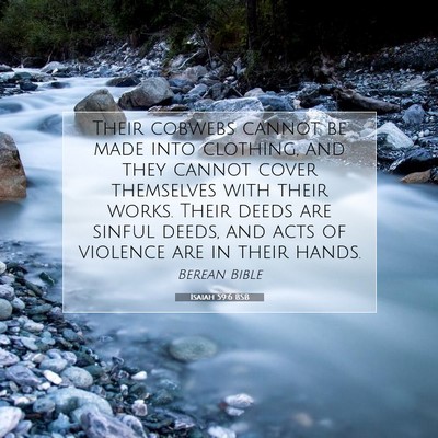 Picture 07 - Isaiah 59:6 BSB - Their cobwebs cannot be made into clothing, and - Bible Verse Picture