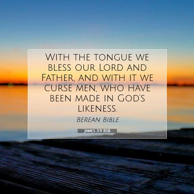 Picture 07 - James 3:9 BSB - With the tongue we bless our Lord and Father, and - Bible Verse Picture