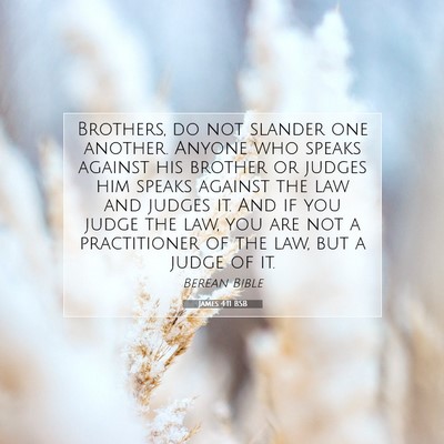 Picture 07 - James 4:11 BSB - Brothers, do not slander one another. Anyone who - Bible Verse Picture