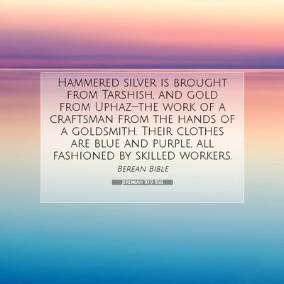 Picture 07 - Jeremiah 10:9 BSB - Hammered silver is brought from Tarshish, and - Bible Verse Picture