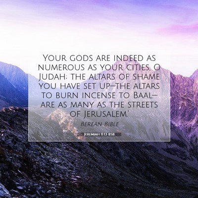 Picture 07 - Jeremiah 11:13 BSB - Your gods are indeed as numerous as your cities, - Bible Verse Picture