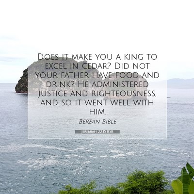Picture 07 - Jeremiah 22:15 BSB - Does it make you a king to excel in cedar? Did - Bible Verse Picture
