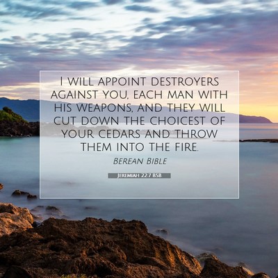 Picture 07 - Jeremiah 22:7 BSB - I will appoint destroyers against you, each man - Bible Verse Picture