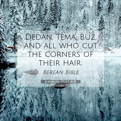 Picture 07 - Jeremiah 25:23 BSB - Dedan, Tema, Buz, and all who cut the corners of - Bible Verse Picture