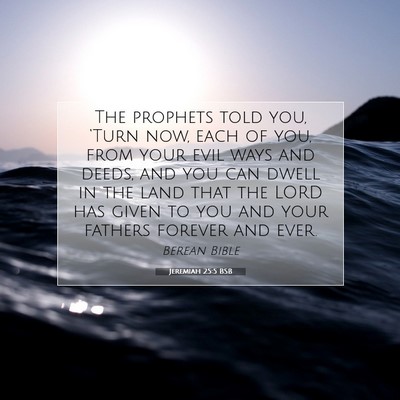 Picture 07 - Jeremiah 25:5 BSB - The prophets told you, ‘Turn now, each of you, - Bible Verse Picture
