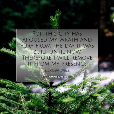 Picture 07 - Jeremiah 32:31 BSB - For this city has aroused My wrath and fury from - Bible Verse Picture