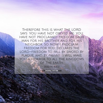 Picture 07 - Jeremiah 34:17 BSB - Therefore this is what the LORD says: You have - Bible Verse Picture